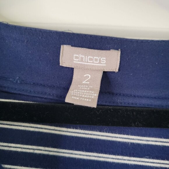 Chico's Women's Sailor Ponte Nautical Theme Cardigan Blazer Navy Blue Size L (2) - Picture 6 of 11